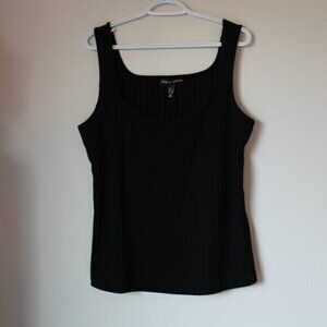 Addition Elle 1X Love & Legend Black Ribbed Tank Top